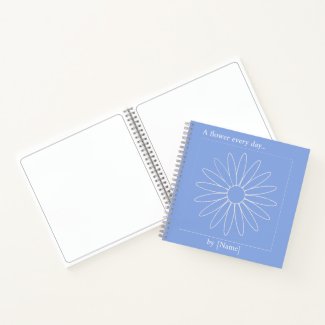 Personalized White Daisy Flower on Rock Blue