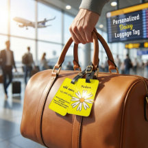 Personalized White Daisy Luggage Tag