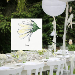 Personalized White Daisy Shower Cocktail  Napkins