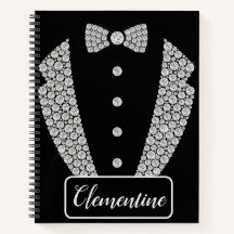 Personalized White Diamond Tuxedo Sketchbook