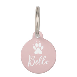 Personalized White Dog Paw Print with Phone Number Pet ID Tag
