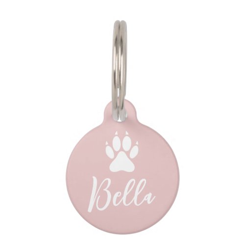 Personalized White Dog Paw Print with Phone Number Pet ID Tag