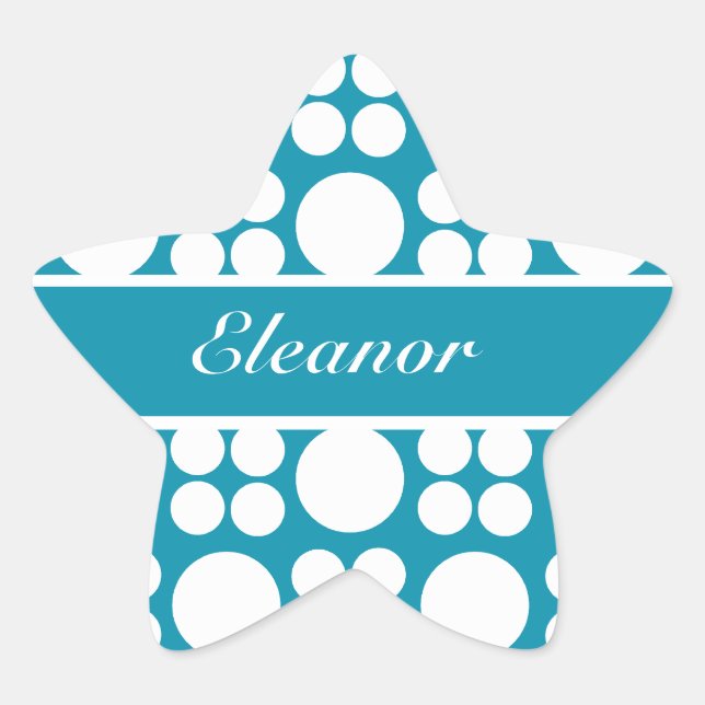 Personalized White Dot Pattern on Bondi Blue Star Sticker (Front)