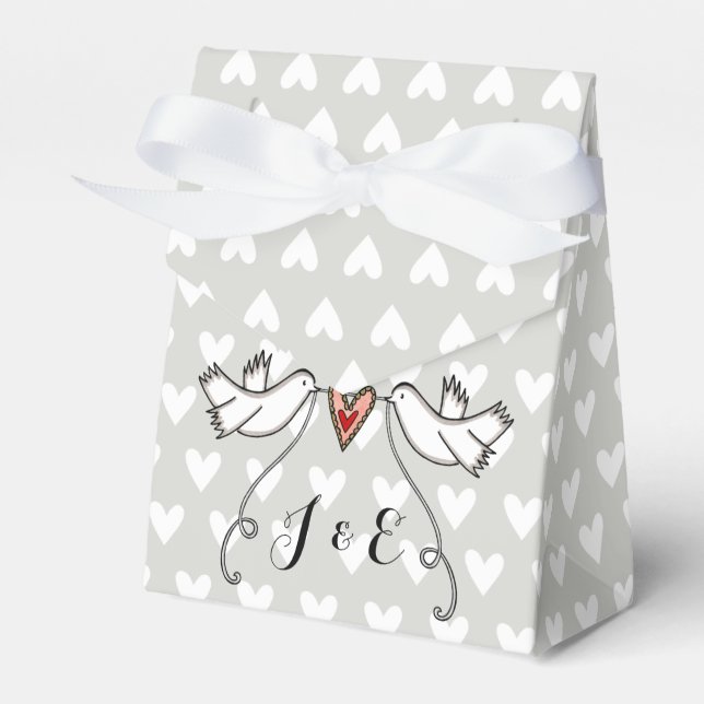 Personalized White Doves Wedding Favor Box (Front Side)