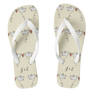 Personalized White Doves Wedding Flip Flops