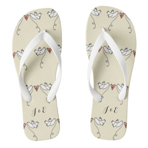 Personalized White Doves Wedding Flip Flops 