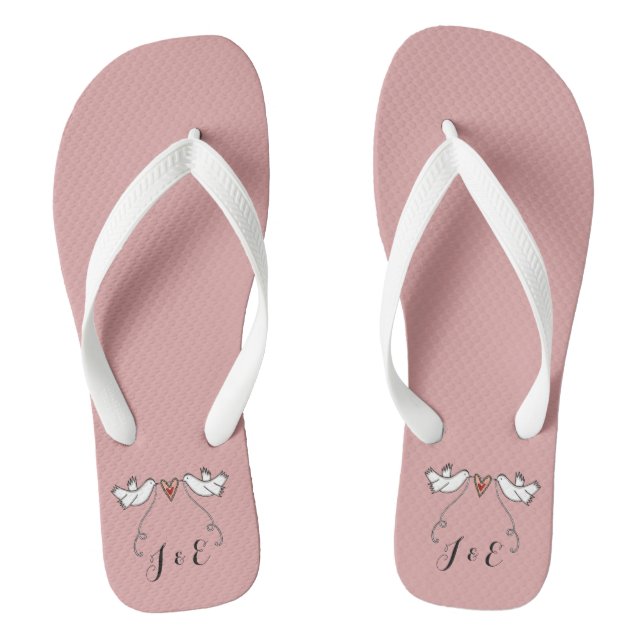 Personalized White Doves Wedding Flip Flops  (Footbed)