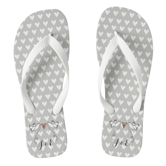 Personalized White Doves Wedding Flip Flops  (Footbed)
