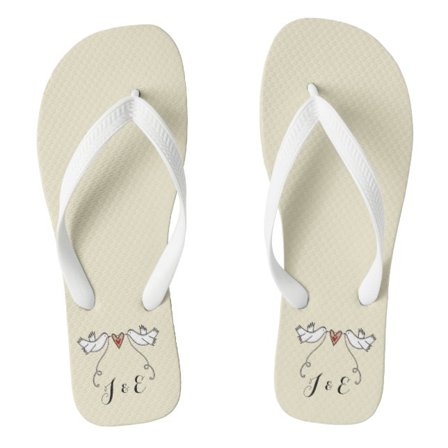 Personalized White Doves Wedding Flip Flops  (Footbed)
