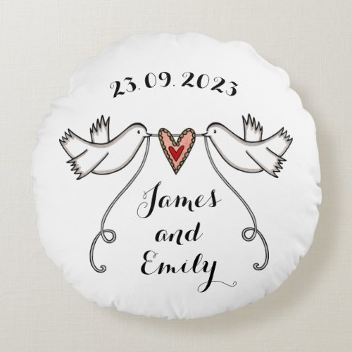 Personalized White Doves Wedding Gift Cushion