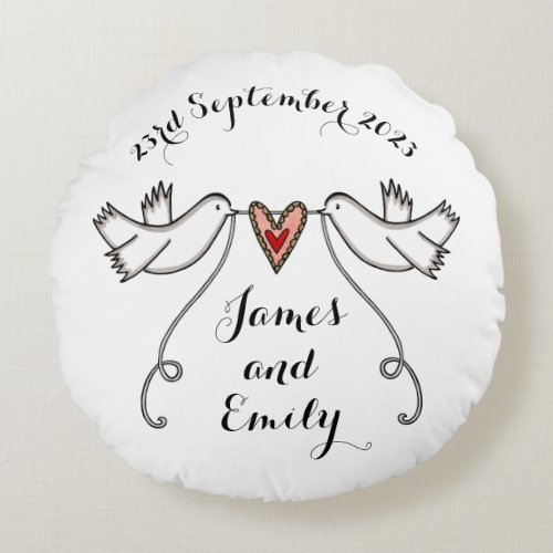 Personalized White Doves Wedding Gift Cushion