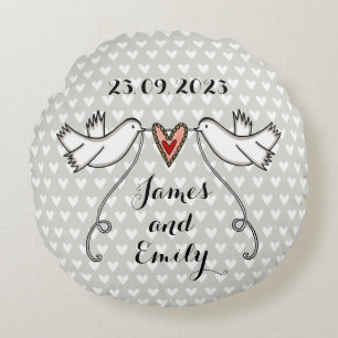 Personalized White Doves Wedding Gift Cushion