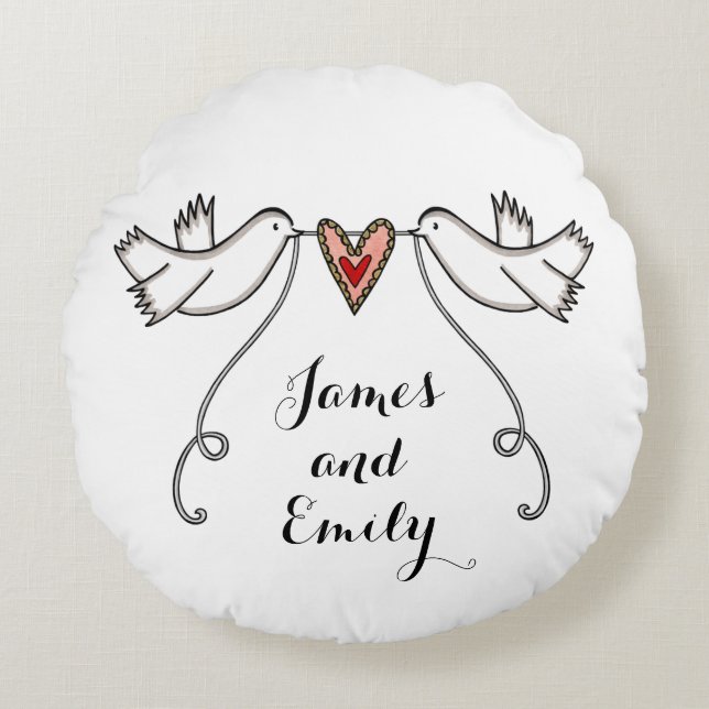 Personalized White Doves Wedding Gift cushion (Front)