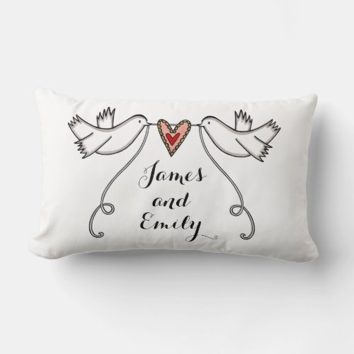Personalized White Doves Wedding Gift Cushion