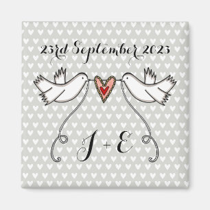 Personalized White Doves Wedding Magnet Favor