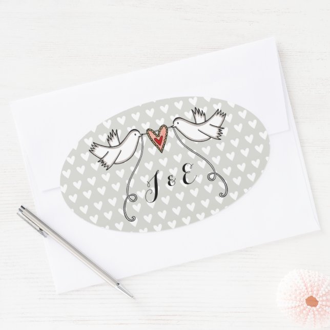Personalized White Doves Wedding Sticker (Envelope)