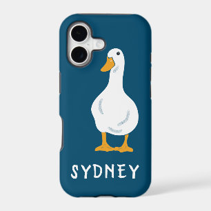 Personalized White Duck Illustration iPhone 17 Case