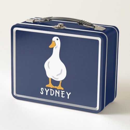 Personalized White Duck Illustration  Metal Lunch Box