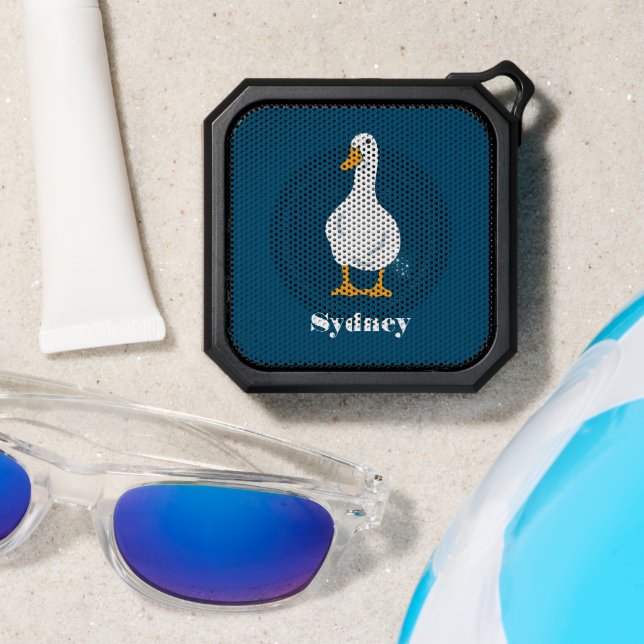 Personalized White Duck Illustration with Feathers Bluetooth Speaker (Insitu(Beach))