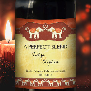 Personalized White Elephants Wedding Wine Label