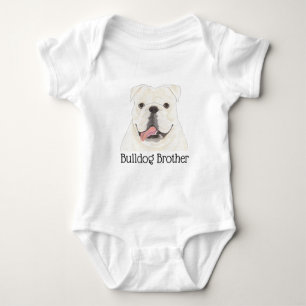 Personalized White English Bulldog Dog Baby Bodysuit