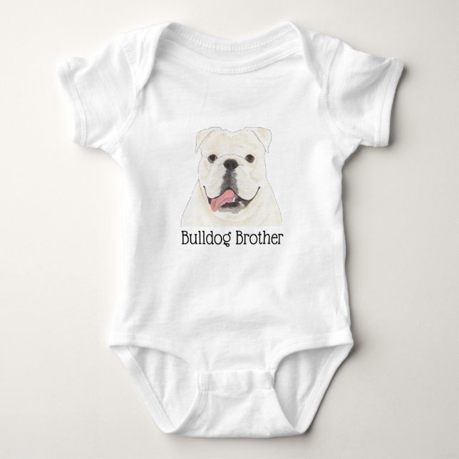 Personalized White English Bulldog Dog Baby Bodysuit (Front)