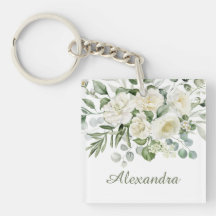 Personalized White Floral Bridesmaid Gift 