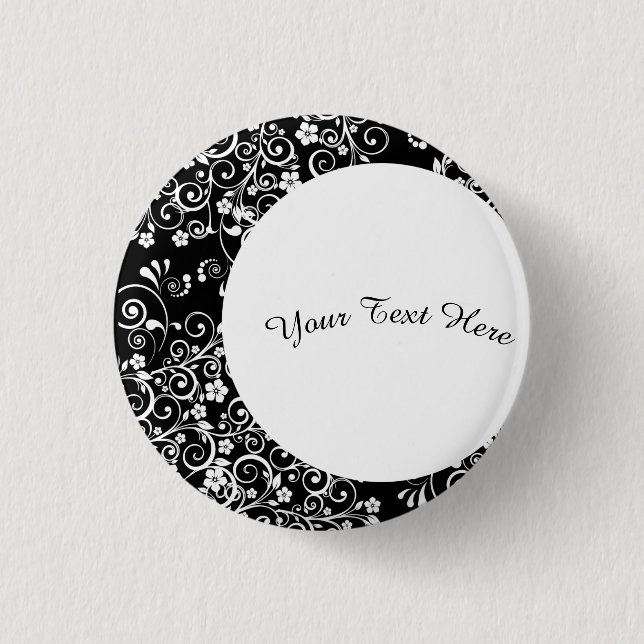 Personalized White Floral Crescent Moon Button (Front)