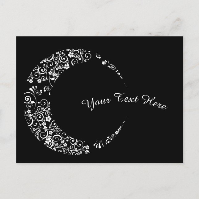 Personalized White Floral Crescent Moon Card (Front)