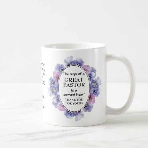 Personalized White Floral Pastor Appreciation  Coffee Mug