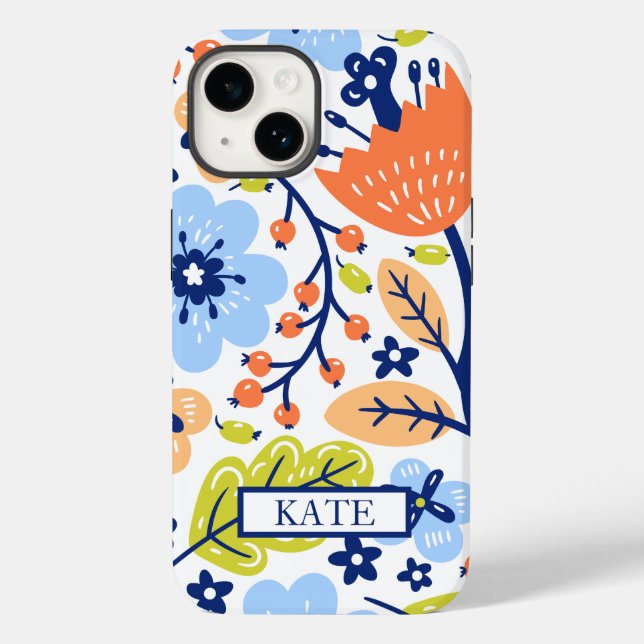 PERSONALIZED WHITE FLORAL SCANDI WILDFLOWERS  Case-Mate iPhone CASE (Back)