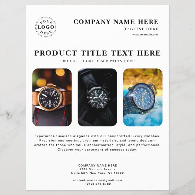 Personalized White Flyer for Product Promotions (Front)
