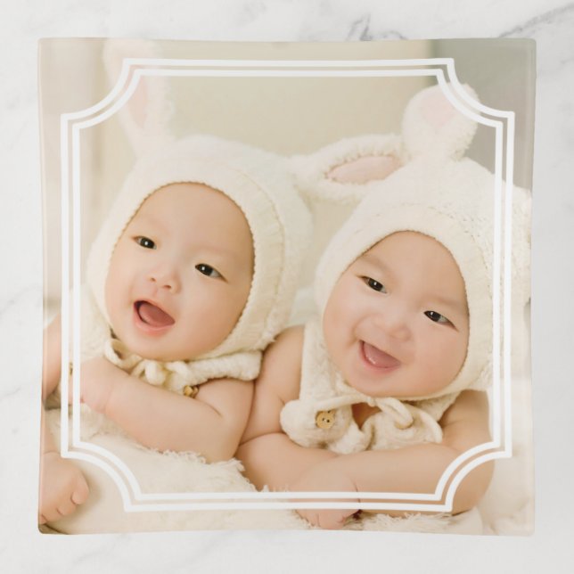 Personalized White Framed Trinket Tray (Front)