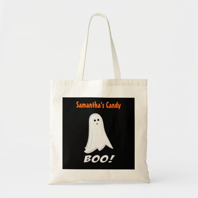 Personalized White Ghost Halloween Treat Bags (Front)