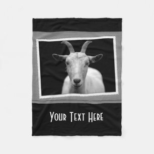 Personalized White Goat Photography Print Fleece Blanket