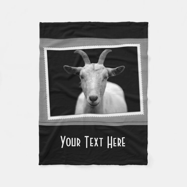 Personalized White Goat Photography Print Fleece Blanket (Front)