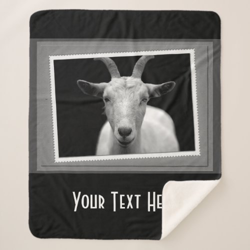 Personalized White Goat Photography Print Sherpa Blanket