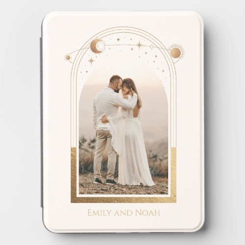 Personalized White Gold Celestial Wedding Photo Kindle Cover
