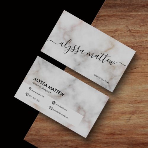 Personalized White Gold Marble Elegant Modern Business Card