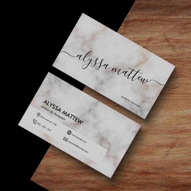 Personalized White Gold Marble Elegant Modern Business Card (Creator Uploaded)