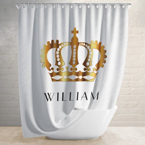 Personalized White Gold Royal Crown  Shower Curtain