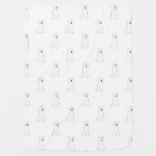 Personalized White Golden Doodle Dog  Baby Blanket