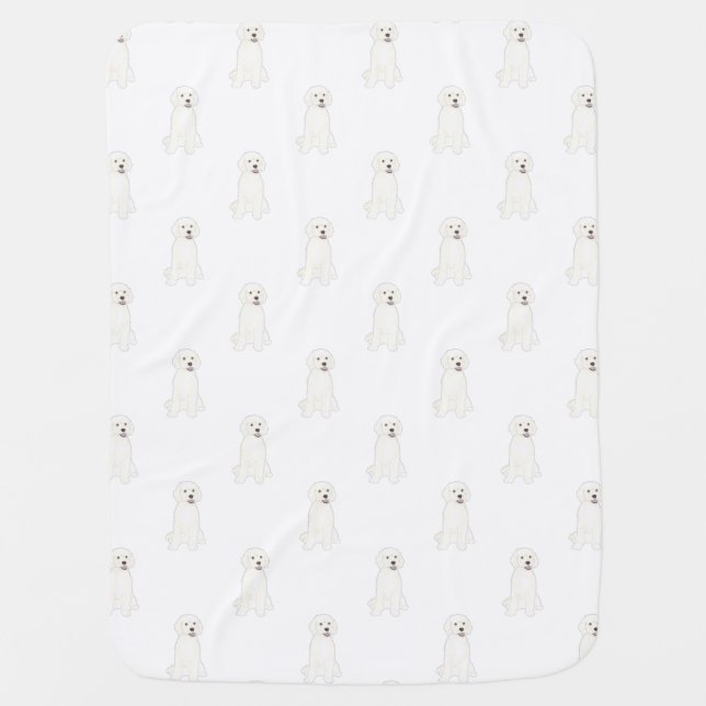 Personalized White Golden Doodle Dog  Baby Blanket (Front)