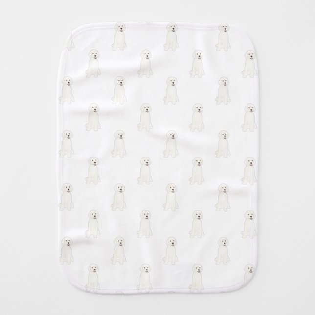 Personalized White Golden Doodle Dog Baby Burp Cloth (Front)