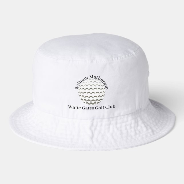 Personalized White Golf Bucket Hat For Men Golfer (Front)