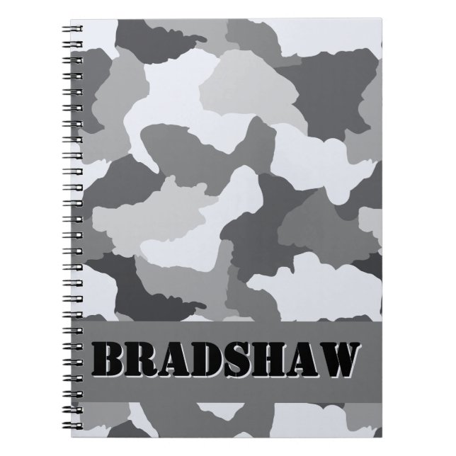 Personalized White Gray Camo Journal (Front)