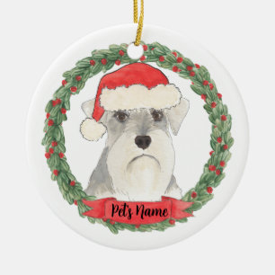 Personalized White & Gray Schnauzer Ceramic Ornament