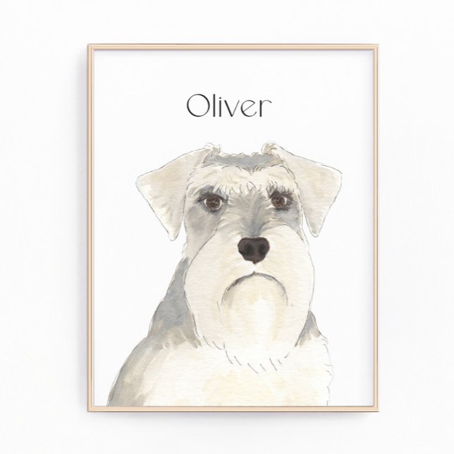 Personalized White & Grey Schnauzer Art Photo Print (Creator Uploaded)