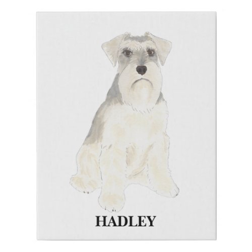 Personalized White  Grey Schnauzer Faux Canvas Print