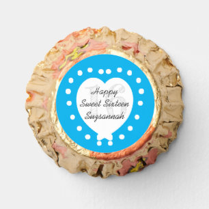 Personalized White Heart Blue Sweet 16 Birthday Reese's Peanut Butter Cups